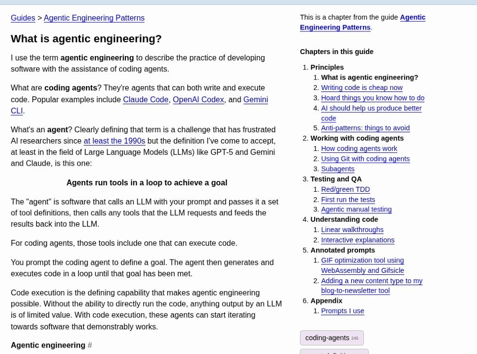 Simon Willison · Agentic engineering 的责任边界